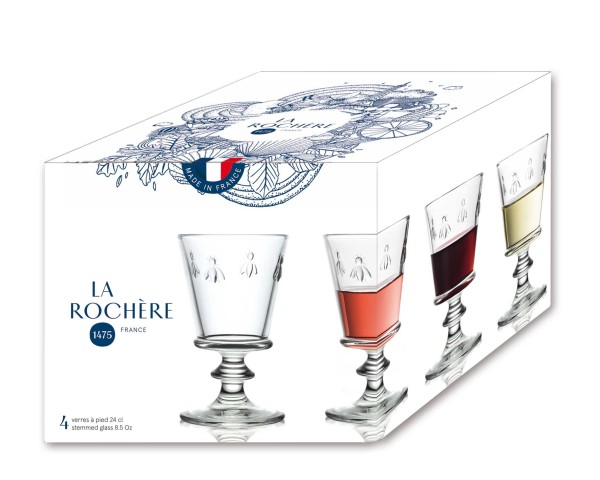 4er Set Wein Glas La Rochère "Biene" Abeille