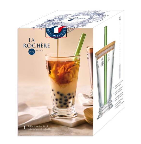 Set Bubble tea long drink mit Strohalm "Biene" Abeille La Rochère